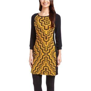 Aryeh Mustard & Black Geometric Tunic Dress Size M